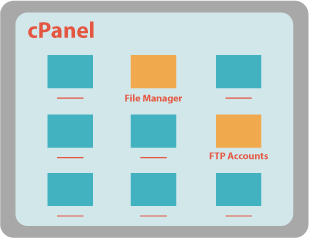 simplified screenshot of the cPanel choices